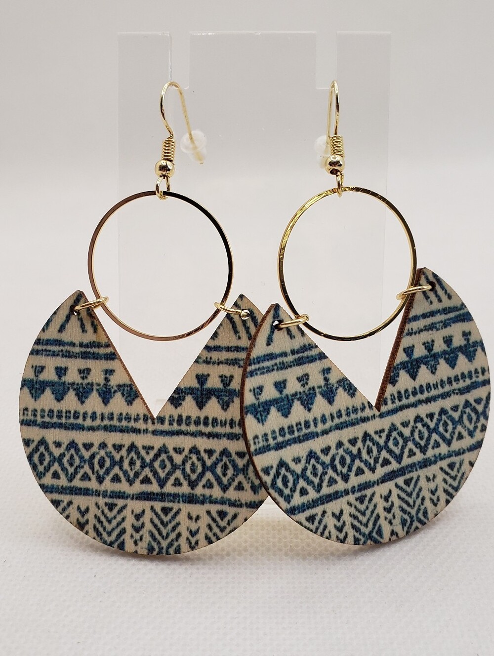 Painted Wood Circle Earrings